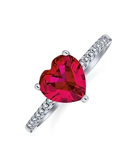 Bling Jewelry Romantic Classic 2.5CTW Heart Shape Solitaire Cubic Zirconia Cz Promise Ring .925 Sterling Silver 1MM Band