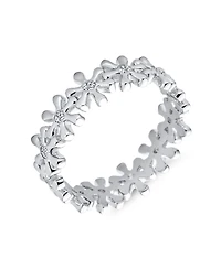 Bling Jewelry Timeless Cubic Zirconia Cz Tiny Star Round Flower Eternity Band Ring Sterling Silver
