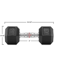 Philosophy Gym Rubber Coated Hex Dumbbell Hand Weight, 25 lbs