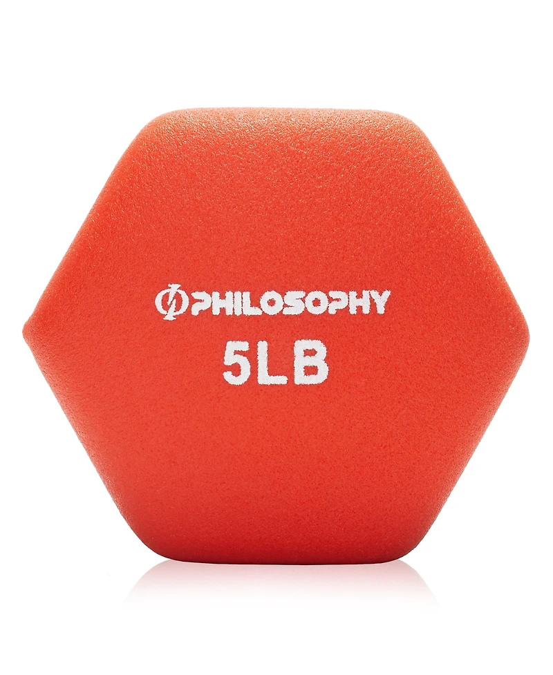 Philosophy Gym Neoprene Dumbbell Hexagon Hand Weights, 5 lb Pair - 10 lb Total