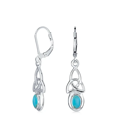 Bling Jewelry Love Knot Oval Bezel Set Natural Amethyst Topaz Onyx Quartz Turquoise Dangle Earrings .925 Sterling Silver