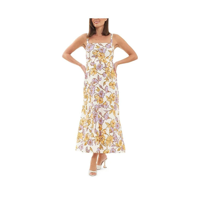 Ripe Maternity Maya Tie Back Linen Dress Natural