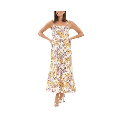 Ripe Maternity Maya Tie Back Linen Dress Natural