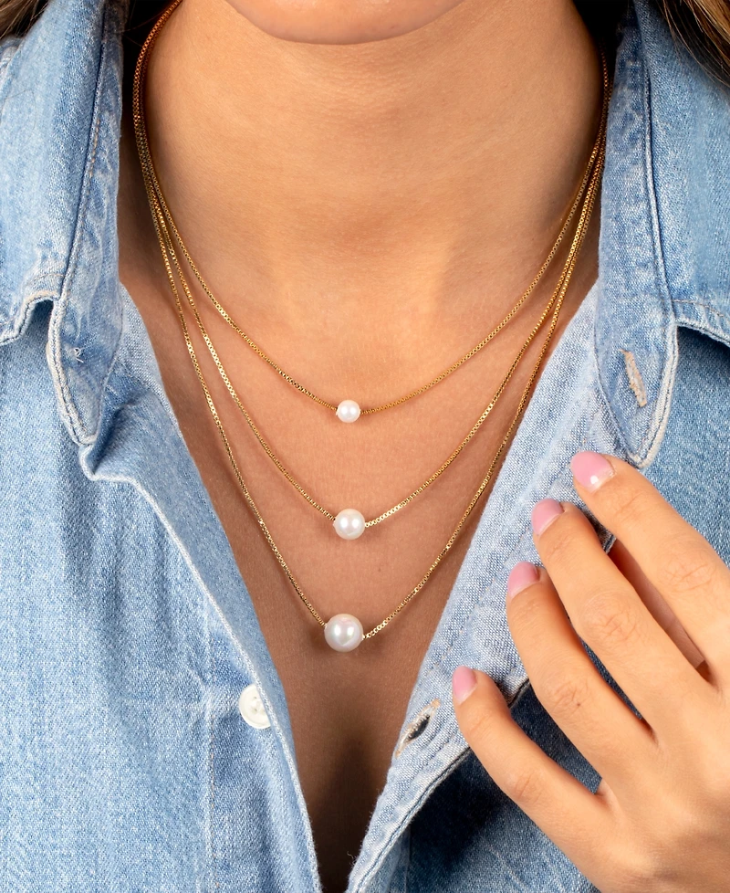 by Adina Eden Triple Imitation Pearl Pendant Chain Necklace