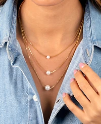 by Adina Eden Triple Imitation Pearl Pendant Chain Necklace