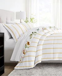 ienjoy Home Chintz Floral Stripe 3-Piece Comforter Set, Full/Queen