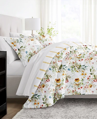 ienjoy Home Chintz Floral Stripe 3-Piece Comforter Set, King/California King