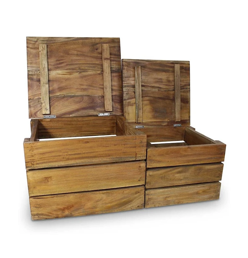 vidaXL Storage Crate Set 2 Pieces Solid Mahogany Wood
