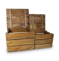 vidaXL Storage Crate Set 2 Pieces Solid Mahogany Wood