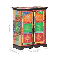 Hand Painted Sideboard 23.6"x11.8"x29.5" Solid Mango Wood