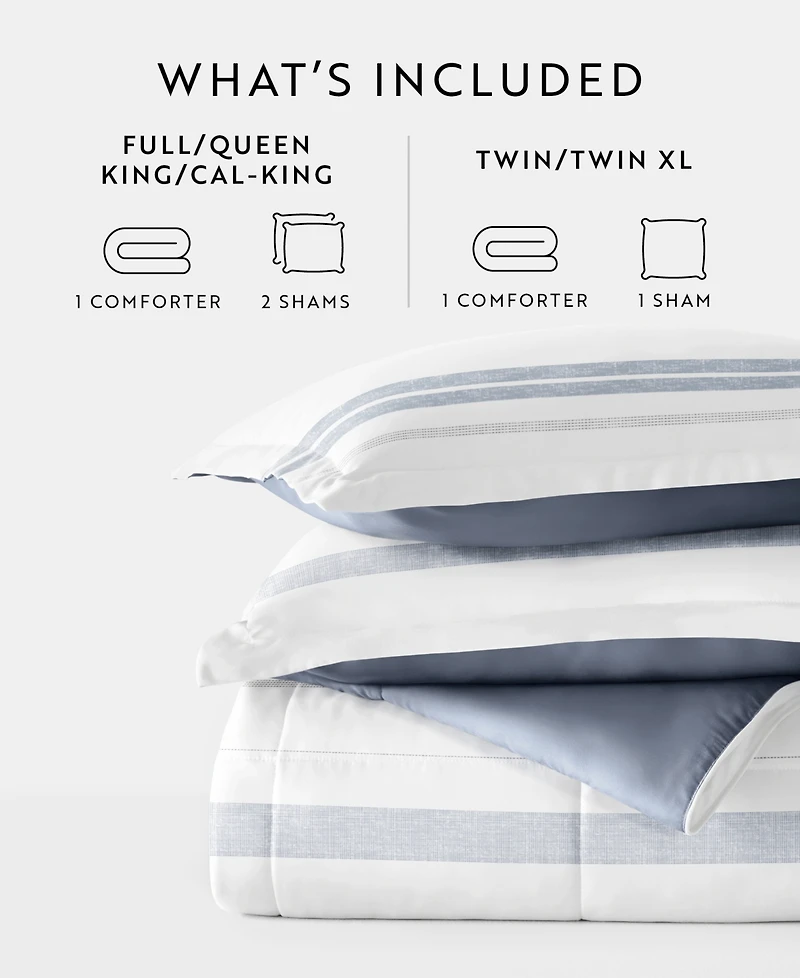 ienjoy Home Stitched Stripe 2-Piece Comforter Set, Twin/Twin Xl