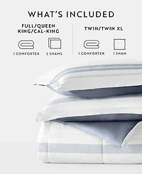 ienjoy Home Stitched Stripe 2-Piece Comforter Set, Twin/Twin Xl
