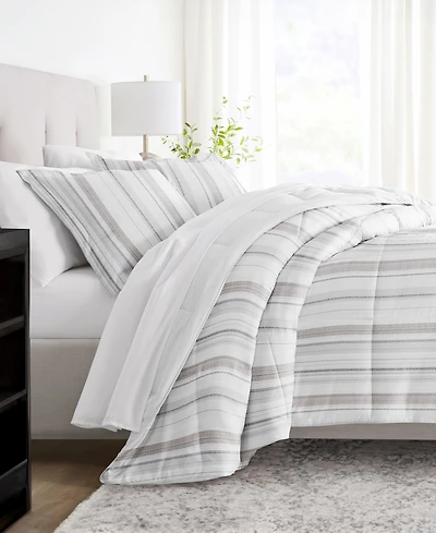 ienjoy Home Vertical Stripe 3-Piece Comforter Set, King/California King