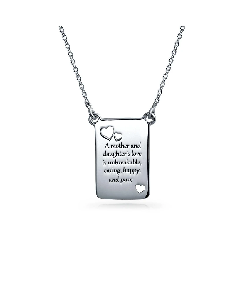 Bling Jewelry Bff Mother Daughter Bond Word Quote Rectangular Book Page Heart Pendant Necklace Sterling Silver