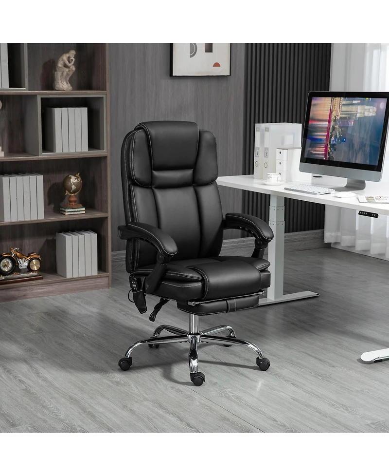 Vinsetto Massage Office Chair with Footrest, Pu Leather Desk Chair,