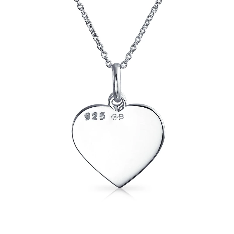 Bling Jewelry Live Love Laugh Word Quote Circle Flower Charm Heart Shape Pendant Necklace Sterling Silver