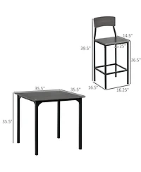 Homcom Bar Table Set for 4, Industrial Dining Table and Chairs Small Space
