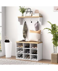 Homcom Shoe Bench and Coat Rack Set for Entryway Hallway,