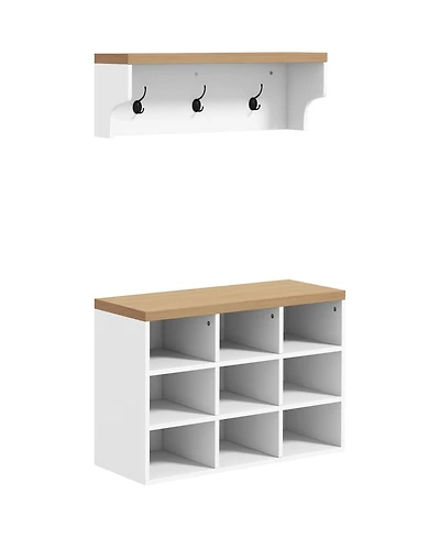 Homcom Shoe Bench and Coat Rack Set for Entryway Hallway,