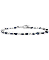 Blue Sapphire (3-3/8 ct. t.w.) & White Sapphire (5/8 ct. t.w.) Mixed Cut Tennis Bracelet in Sterling Silver