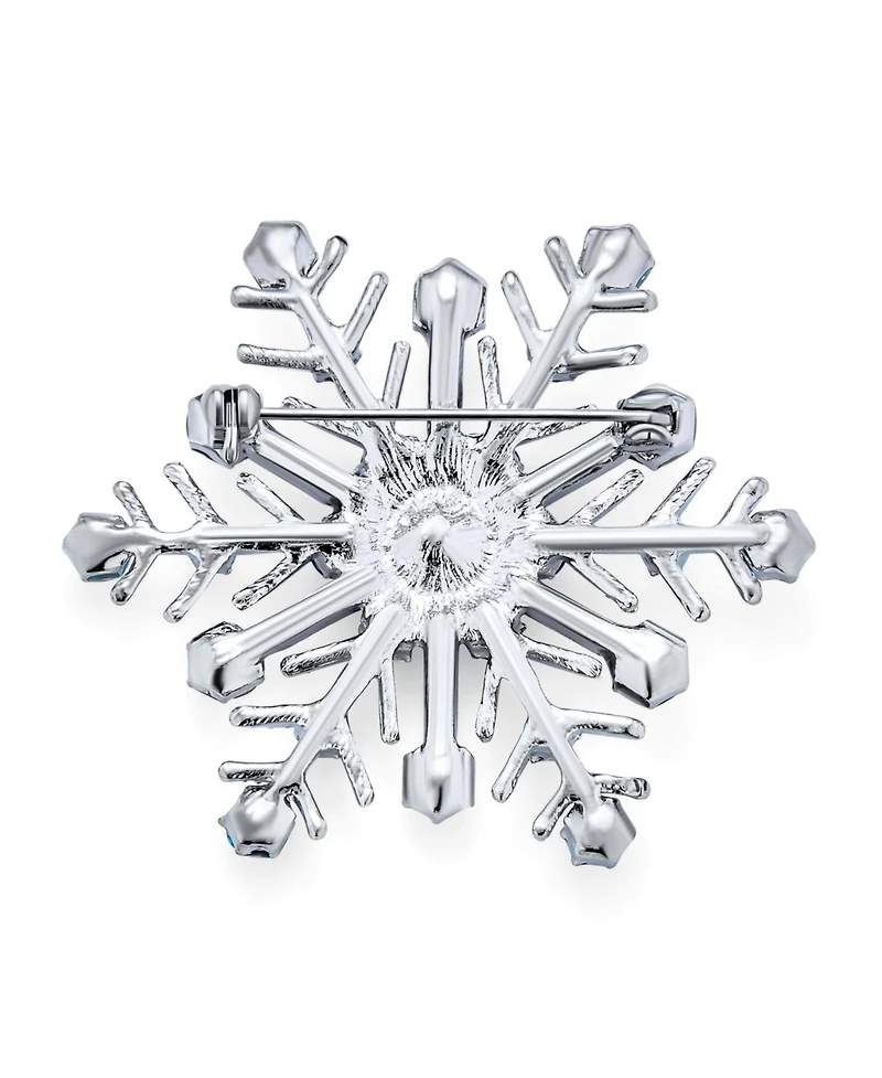 Bling Jewelry Large Multi Ice Blue Frozen Winter Snowflake Brooch Pin Crystal Holiday Party Frozen Winter Rhodium Plated