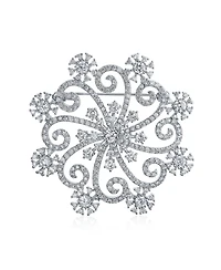 Bling Jewelry Large Frozen Winter Swirl Holiday Party Cz Cubic Zirconia Scarf Christmas Statement Snowflake Brooch Pin