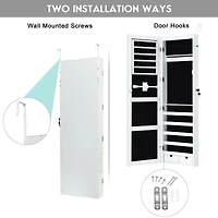 Door Mounted Lockable Mirrored Jewelry Cabinet with Led Lights