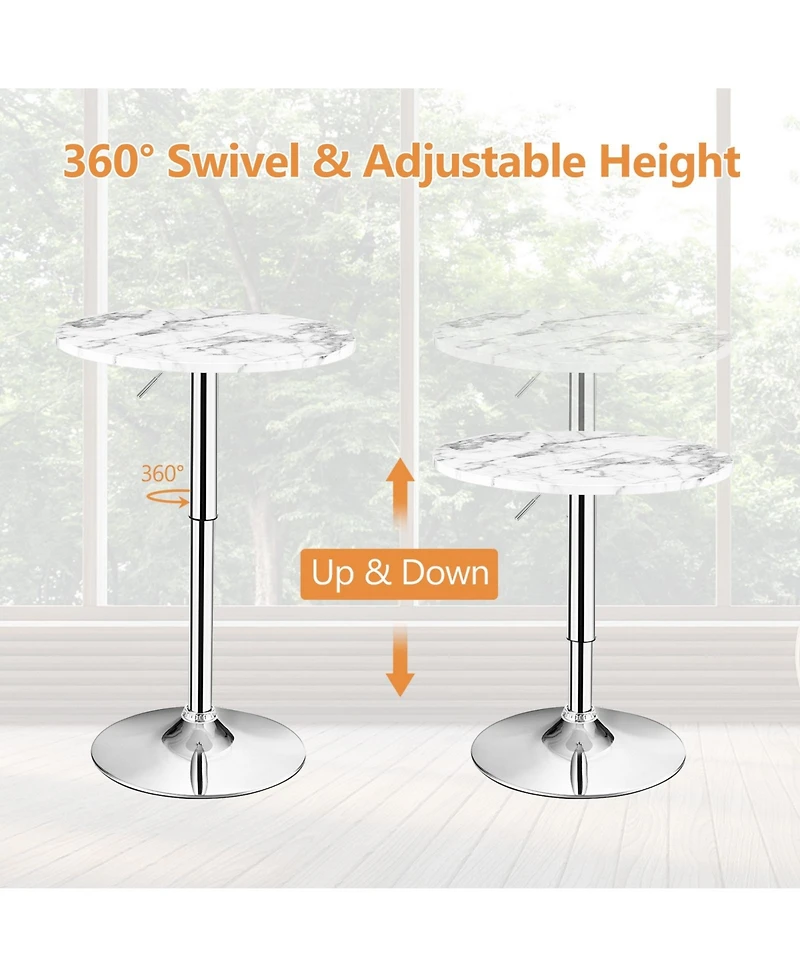 Sugift 360° Swivel Cocktail Pub Table with Sliver Leg and Base