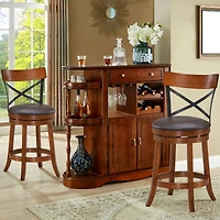Sugift Set of 2 Bar Stools 360-Degree Swivel Dining Bar Chairs with Rubber Wood Legs