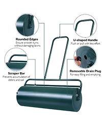 Inolait 24 x 13 Inch Tow Lawn Roller Water Filled Metal Push Roller