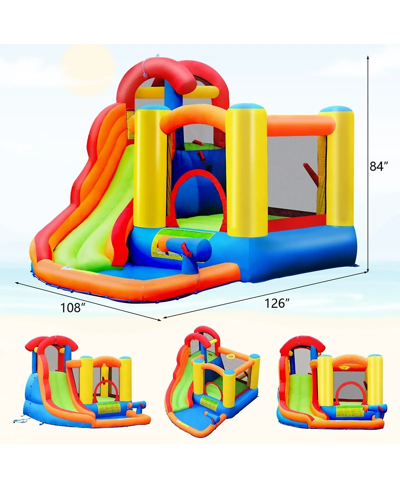Inflatable Water Slide Bounce House with Pool and Cannon Without Blower