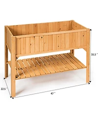 Sugift Wooden Elevated Planter Box Shelf Suitable for Garden Use