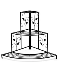 3 Tier Floral Corner Metal Plant Pot Rack