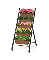 5-Tier Vertical Raised Garden Bed with Wheels and Container Boxes
