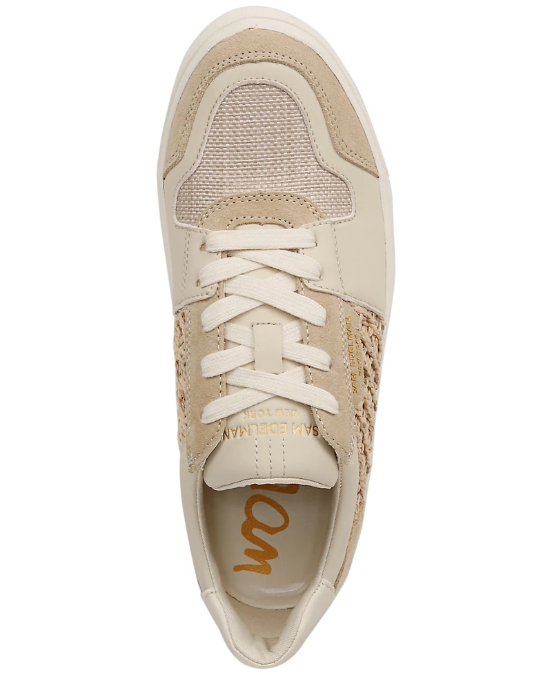 Sam Edelman Women's Elcie Lace-Up Raffia Court Sneakers