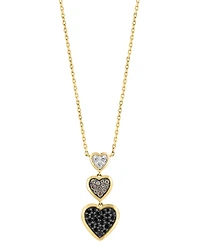 Effy Multicolor Diamond Triple Heart Drop Pendant Necklace (3/8 ct. t.w.) in 14k Gold, 17" + 1" extender