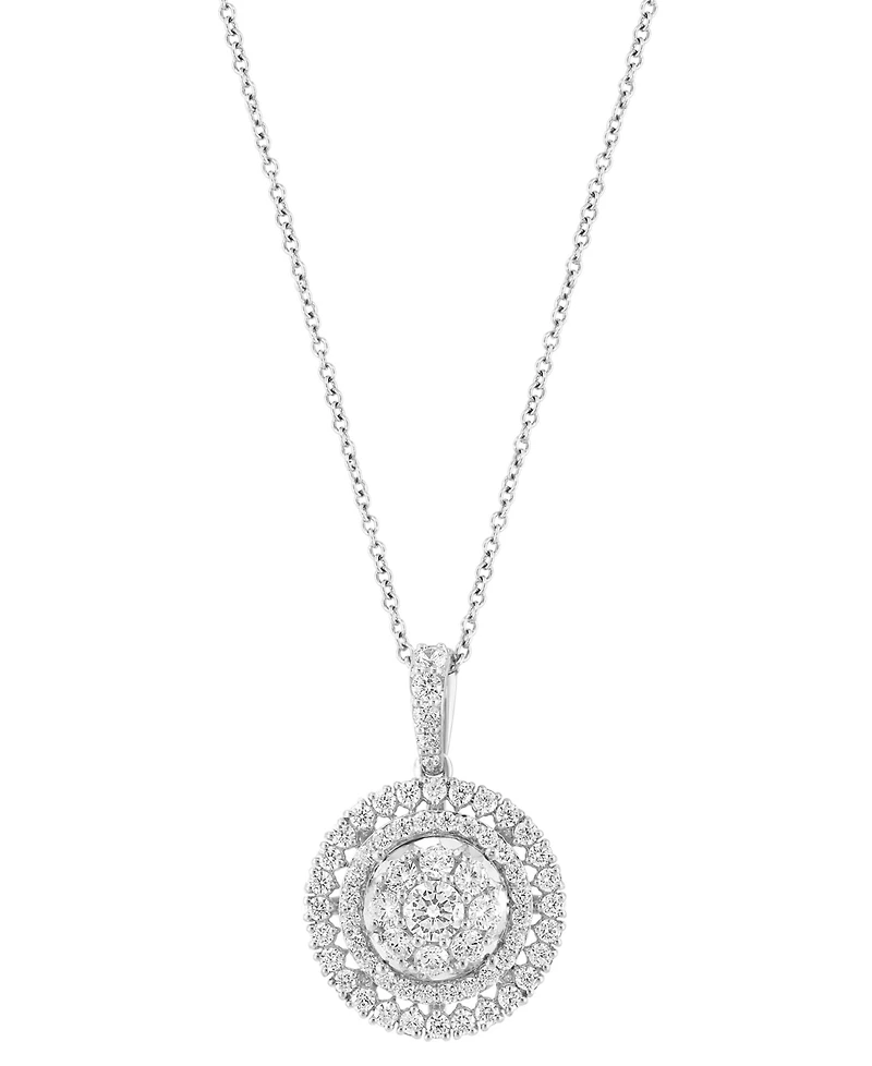 Effy Diamond Circle Cluster 18" Pendant Necklace (1-1/4 ct. t.w.) in 14k White Gold