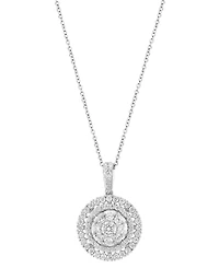 Effy Diamond Circle Cluster 18" Pendant Necklace (1-1/4 ct. t.w.) in 14k White Gold