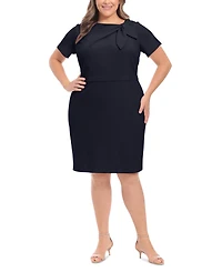 London Times Plus Bow-Neck Sheath Dress