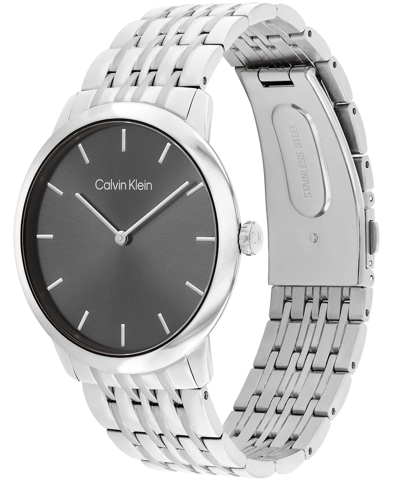 Calvin Klein Men's Intrigue Silver-Tone Stainless Steel Bracelet Watch 40mm