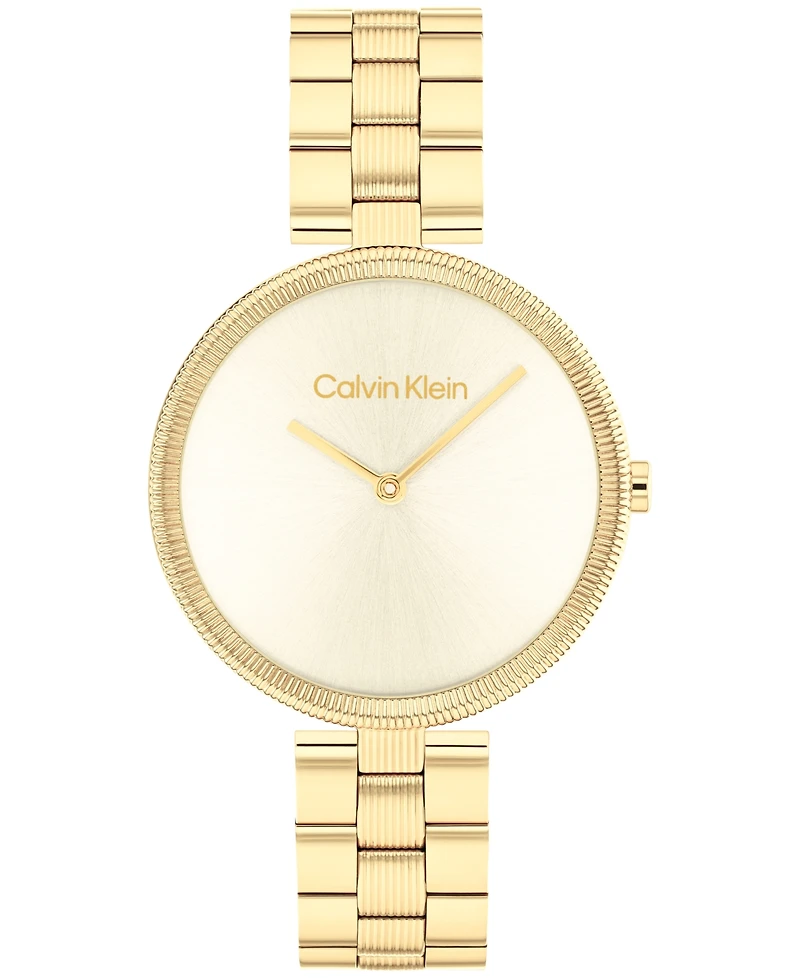 Calvin Klein Women's Gleam Gold-Tone Stainless Steel Bracelet Watch 32mm