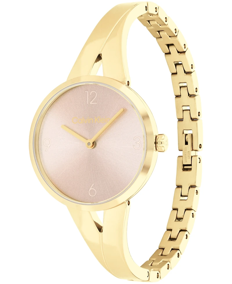 Calvin Klein Women's Joyful Gold-Tone Stainless Steel Bangle Bracelet Watch 30mm