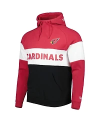 Men's New Era Black, Cardinal Arizona Cardinals Colorblock Current Pullover Hoodie