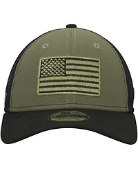 Men's New Era Olive, Black Nascar Merchandise Military-Inspired Appreciation 9FORTY Adjustable Trucker Hat