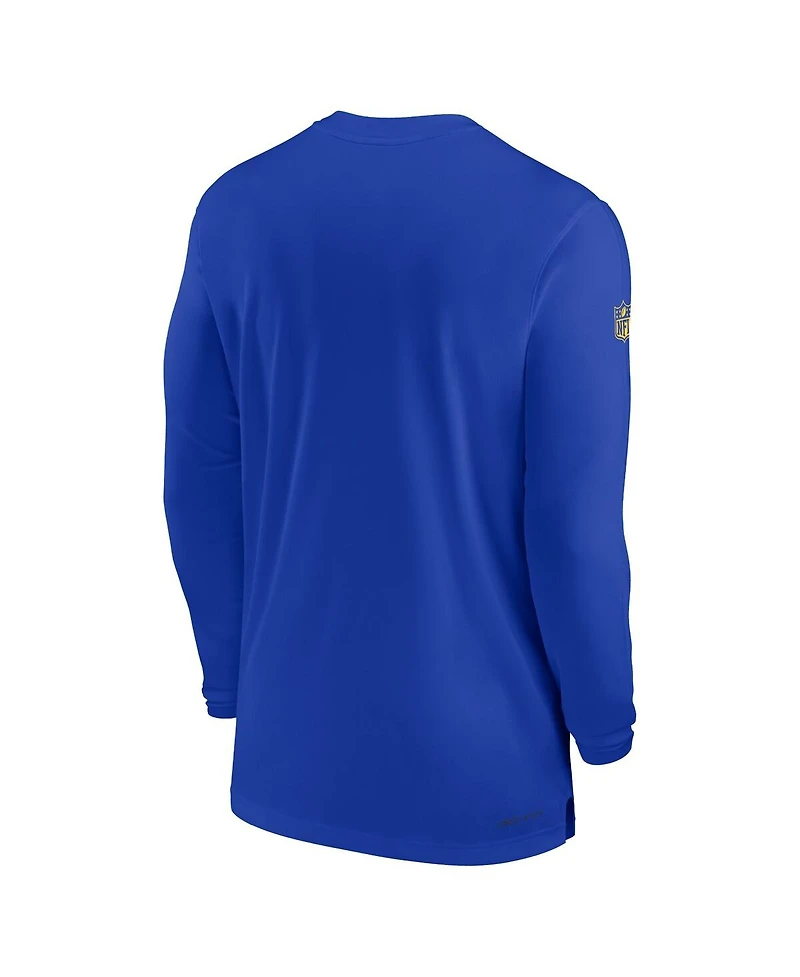 Men's Nike Royal Los Angeles Rams Sideline Coach Performance Long Sleeve T-shirt
