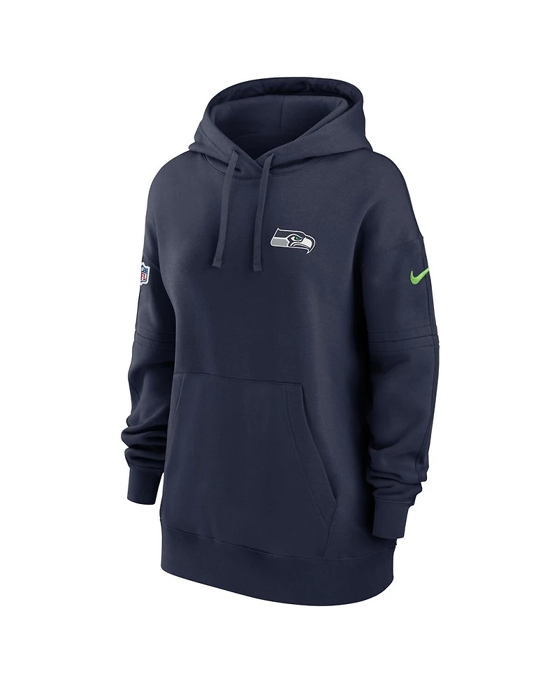 Women's Nike College Navy Seattle Seahawks 2023 Sideline Club Fleece Pullover Hoodie