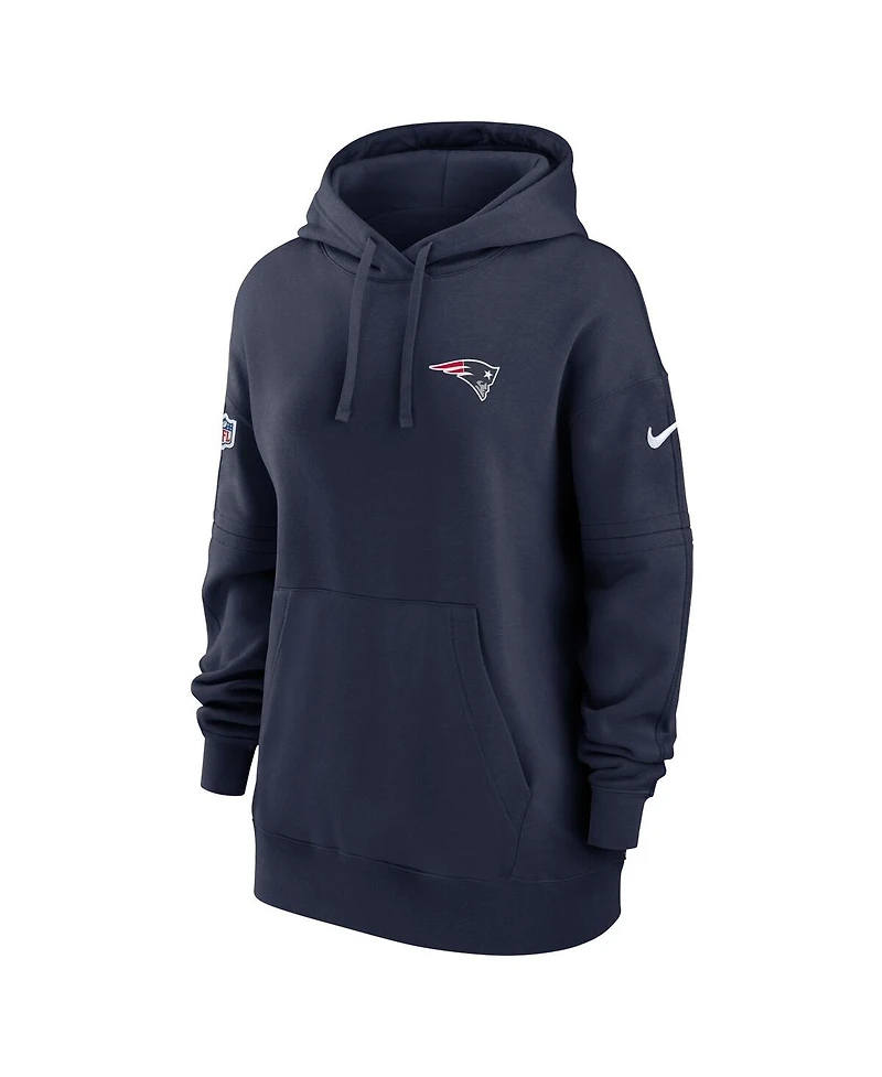 Women's Nike Navy New England Patriots 2023 Sideline Club Fleece Pullover Hoodie