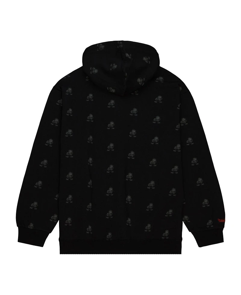 Men's Mitchell & Ness Black Cleveland Browns Allover Print Fleece Pullover Hoodie