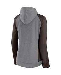 Women's Fanatics Heather Gray, College Brown Cleveland Browns Blind Side Lightweight Full-Zip Hoodie
