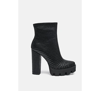 Moleski Textured Block Heeled Boots